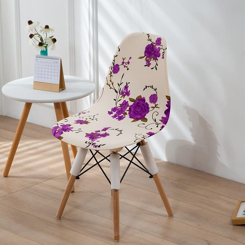 Housse chaise Scandinave <br> Florale Lilas