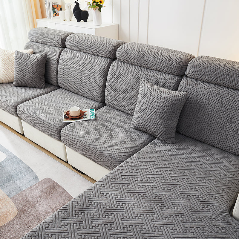 Housse de Coussin Canapé <br> Jacquard Labyrinthe Gris