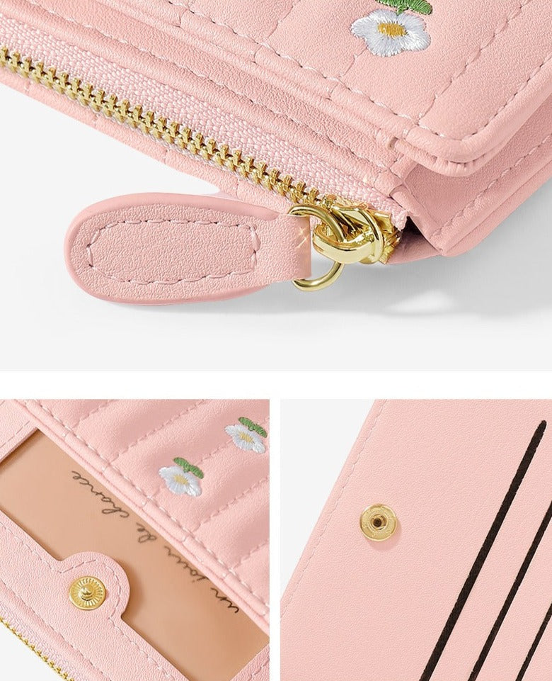 Petit portefeuille fleurs femme