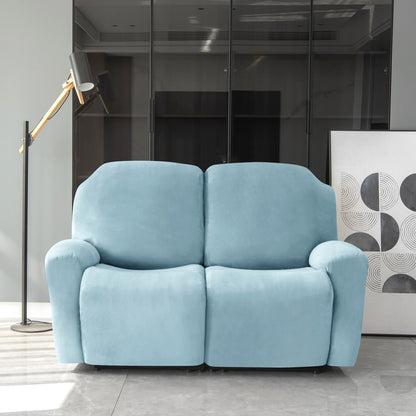 Housse de Fauteuil et Canapé Relax - Velours Bleu Ciel