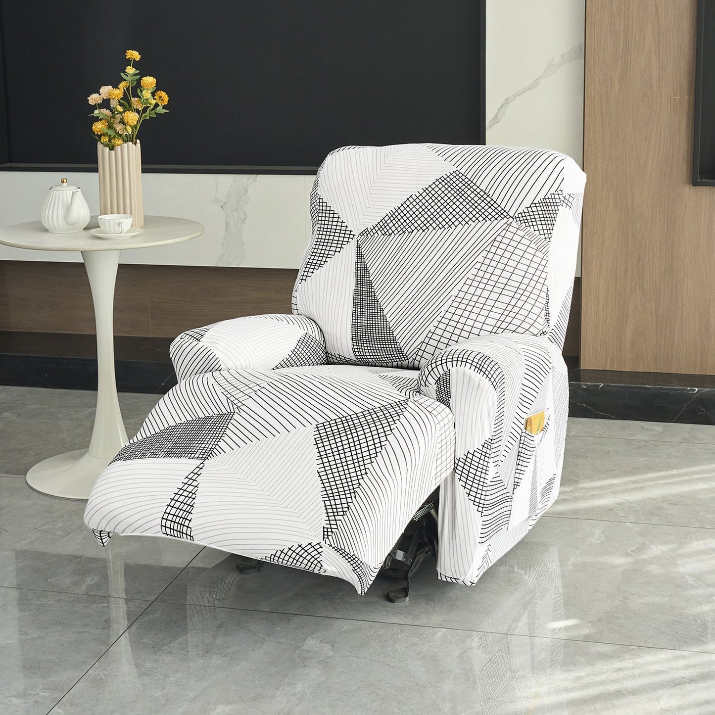 Housse de Fauteuil Relax - Blanc Neige et Noir