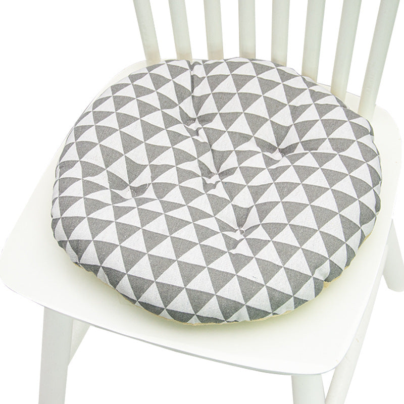 Coussin de chaise rond à cinq cercles en polyester imprimé lin et coton, pour baie vitrée.