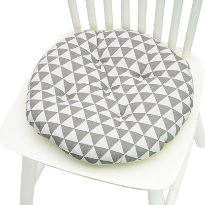 Coussin de chaise rond à cinq cercles en polyester imprimé lin et coton, pour baie vitrée.