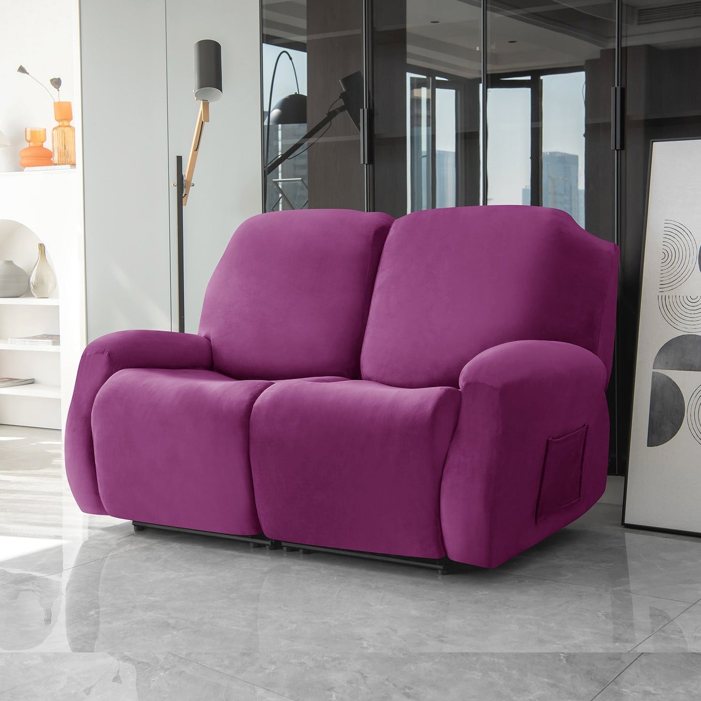 Housse de Fauteuil et Canapé Relax - Velours Mauve