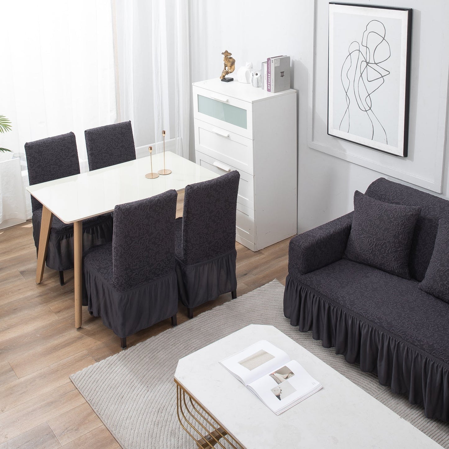 Housse de Canapé Extensible - Gris Abbaye