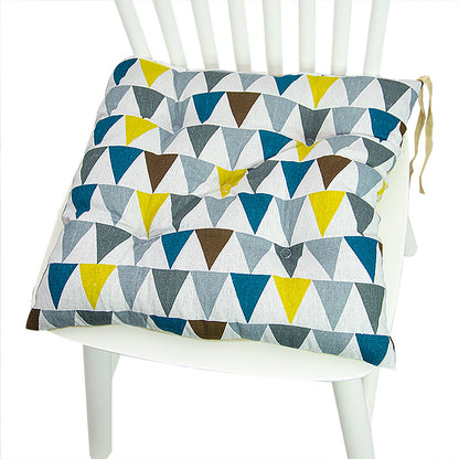 Coussin de chaise rond à cinq cercles en polyester imprimé lin et coton, pour baie vitrée.
