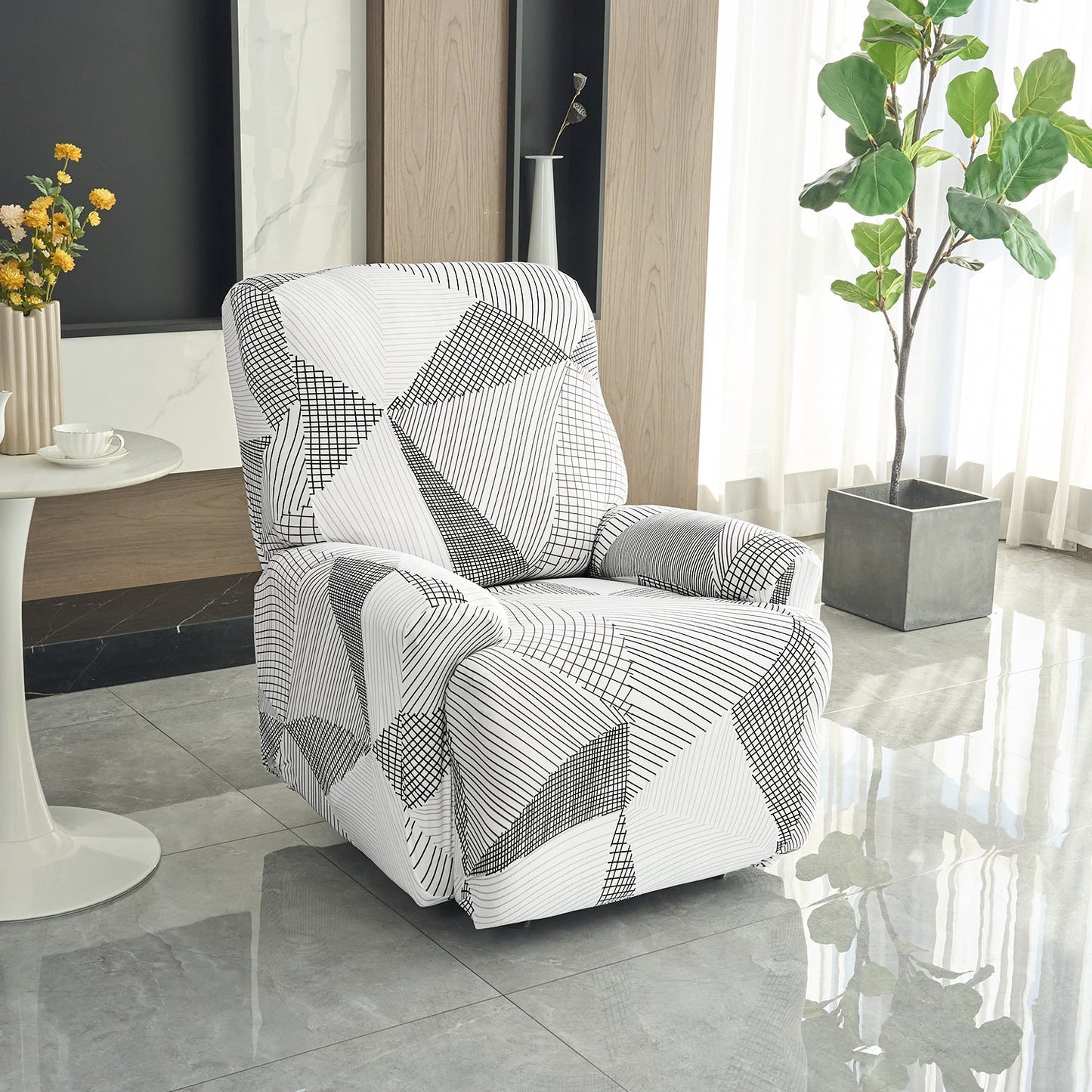 Housse de Fauteuil Relax - Blanc Neige et Noir