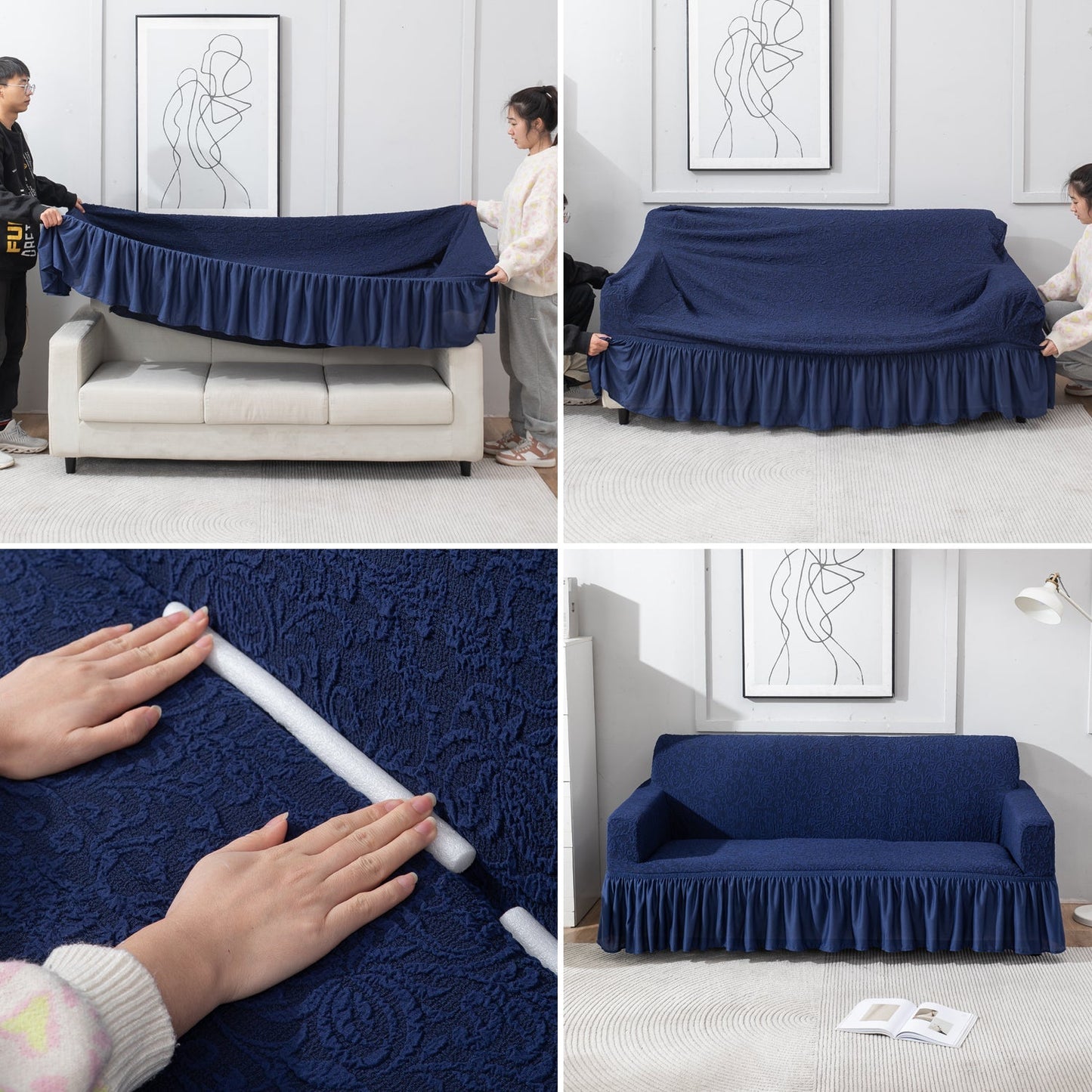 Housse de Canapé Extensible - Bleu Marine