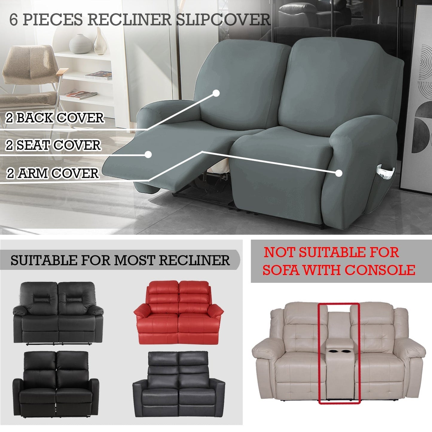 Housse de Fauteuil et Canapé Relax - Gris foncé