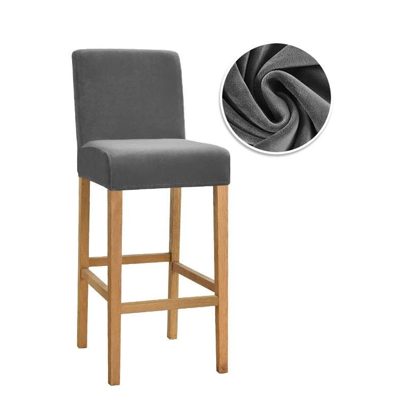 Housse Tabouret de Bar - Velours - Gris Foncé