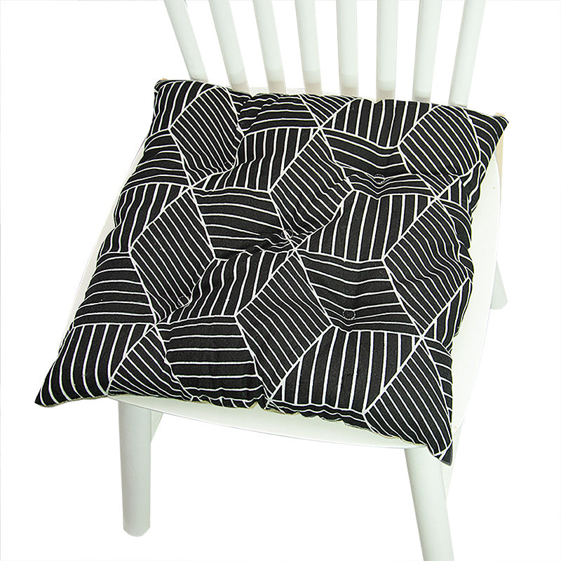 Coussin de chaise rond à cinq cercles en polyester imprimé lin et coton, pour baie vitrée.