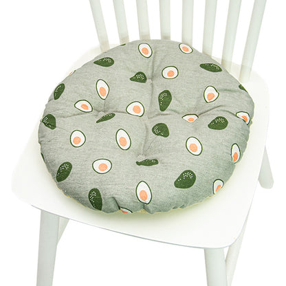 Coussin de chaise rond à cinq cercles en polyester imprimé lin et coton, pour baie vitrée.
