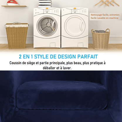 Housse de Fauteuil Velours - Bleu Marine
