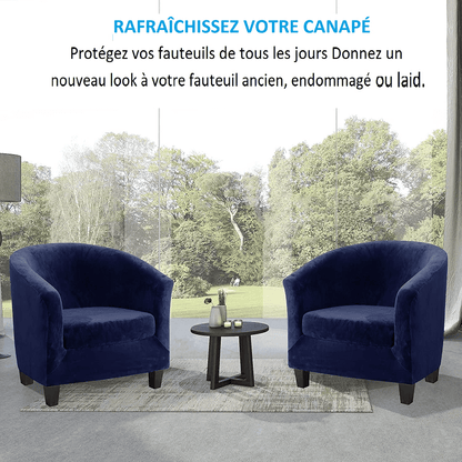 Housse de Fauteuil Velours - Bleu Marine