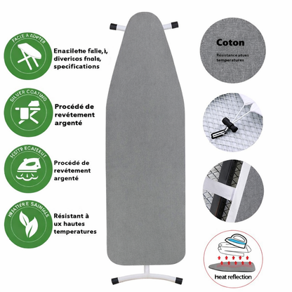 Housse de table à repasser en coton élastique avec bordure en tissu recouvert de caoutchouc