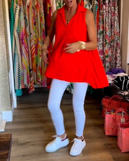 Laluna® | Top sans manches avec volants et col revers