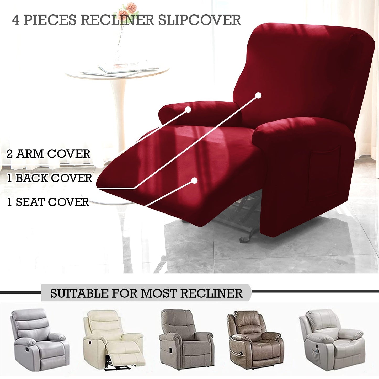 Housse de Fauteuil et Canapé Relax - Rouge Bordeaux