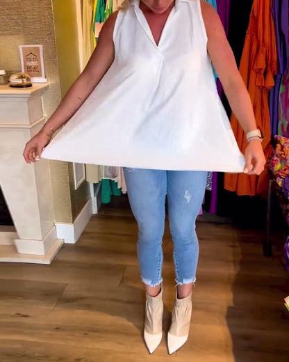 Laluna® | Top sans manches avec volants et col revers