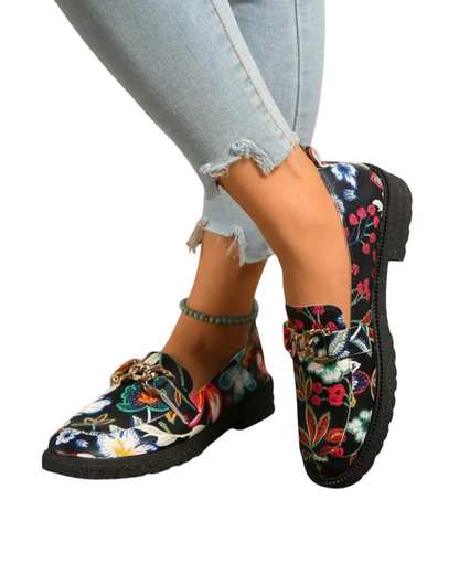 Dorien | Mocassins multicolores avec motif floral
