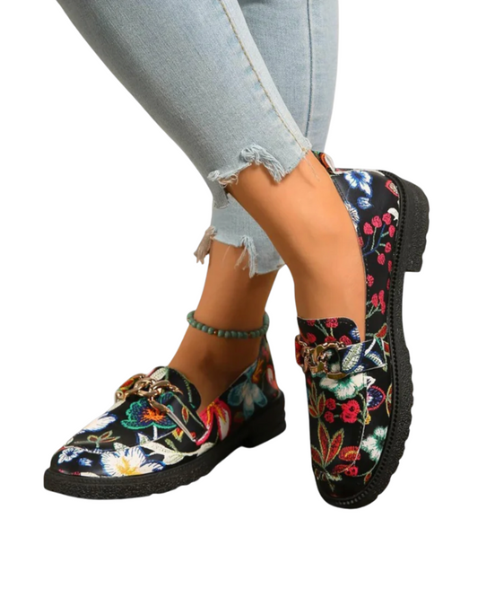 Dorien | Mocassins multicolores avec motif floral