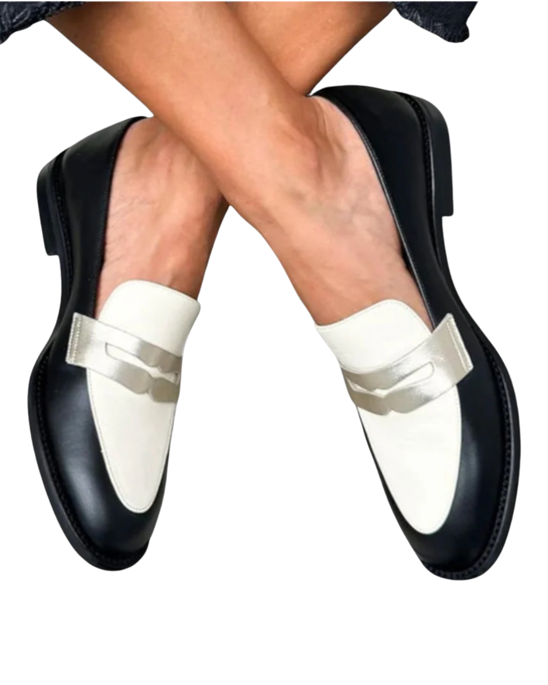 Angele | Mocassins noirs avec effet métallisé brillant