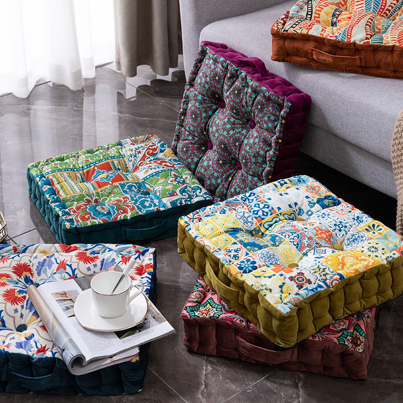 Coussin de sol carré épais imprimé