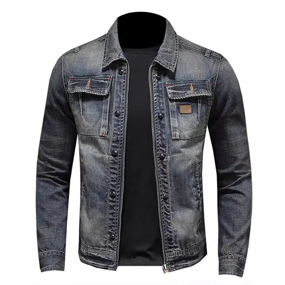 Radeko - Veste en jean pour homme Slim Fit
