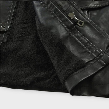 Veste de Motard Élégante en Cuir Longue