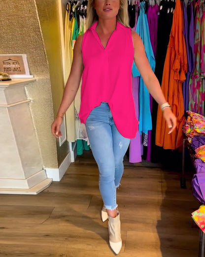 Laluna® | Top sans manches avec volants et col revers