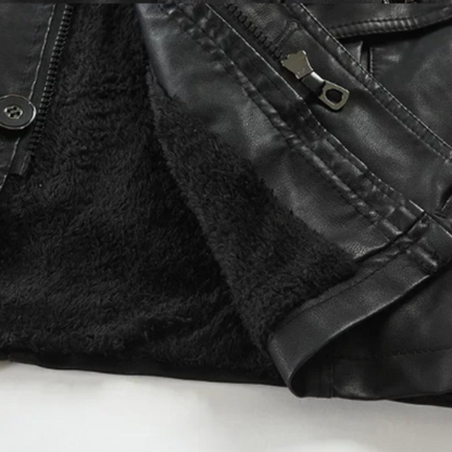 Veste de biker en cuir longue élégante