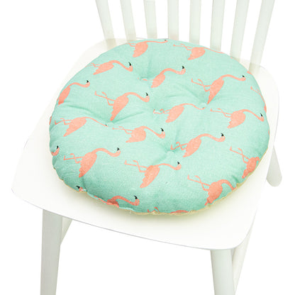 Coussin de chaise rond à cinq cercles en polyester imprimé lin et coton, pour baie vitrée.