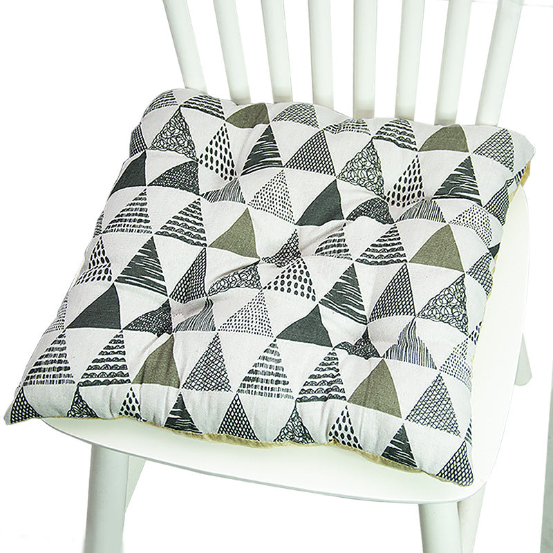 Coussin de chaise rond à cinq cercles en polyester imprimé lin et coton, pour baie vitrée.