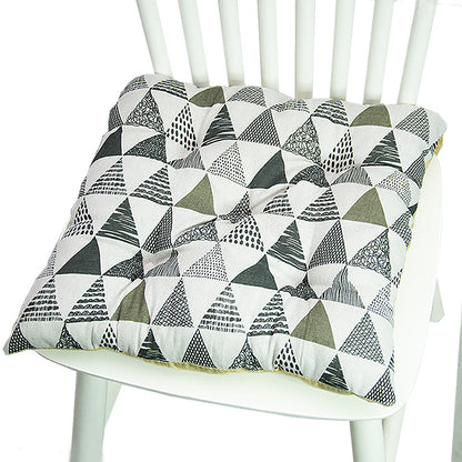 Coussin de chaise rond à cinq cercles en polyester imprimé lin et coton, pour baie vitrée.