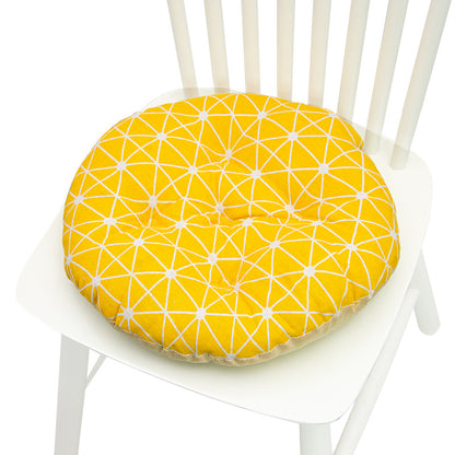 Coussin de chaise rond à cinq cercles en polyester imprimé lin et coton, pour baie vitrée.