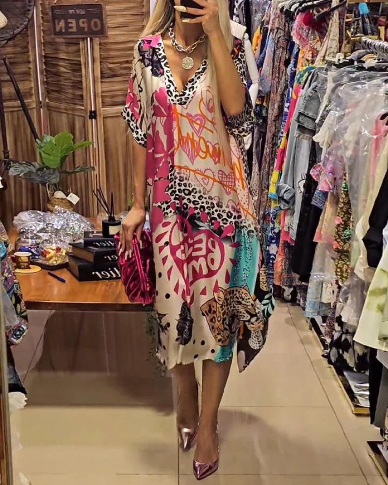 LUCIRA - Robe décontractée à imprimé léopard coloré