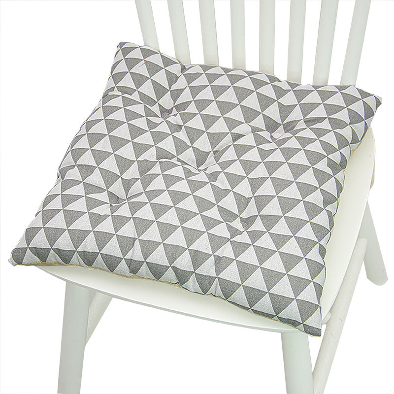 Coussin de chaise rond à cinq cercles en polyester imprimé lin et coton, pour baie vitrée.