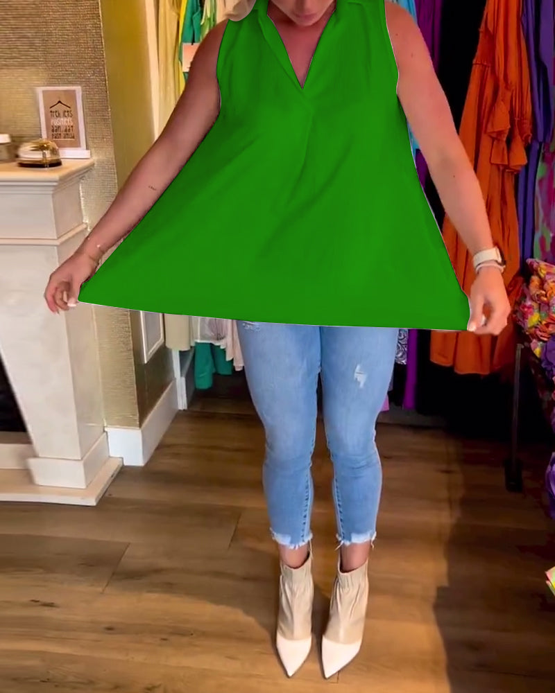 Laluna® | Top sans manches avec volants et col revers