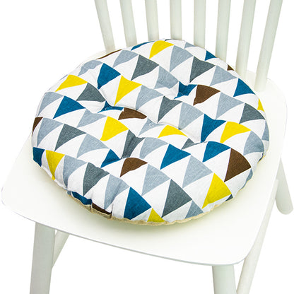Coussin de chaise rond à cinq cercles en polyester imprimé lin et coton, pour baie vitrée.
