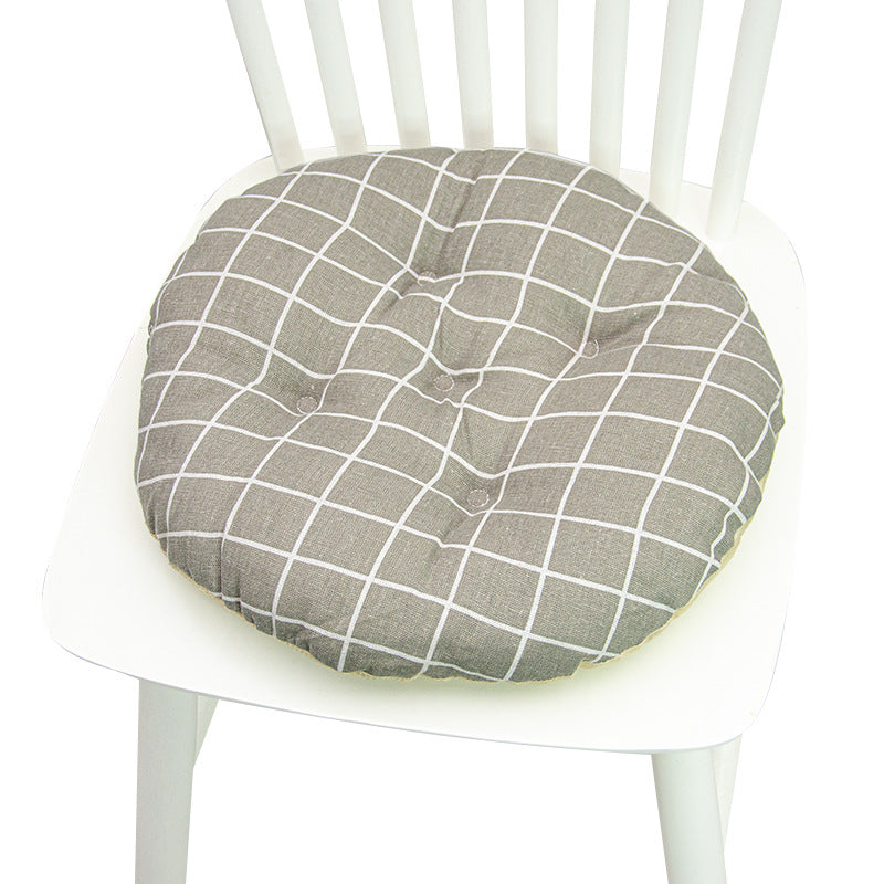Coussin de chaise rond à cinq cercles en polyester imprimé lin et coton, pour baie vitrée.