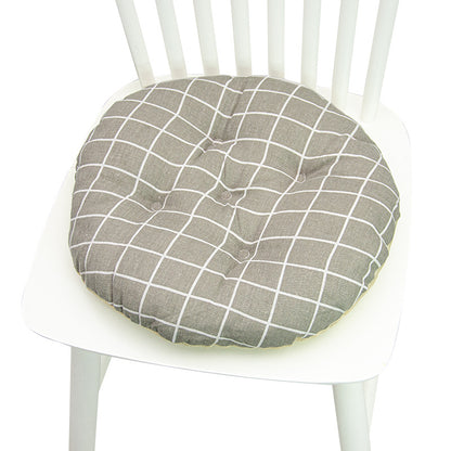Coussin de chaise rond à cinq cercles en polyester imprimé lin et coton, pour baie vitrée.