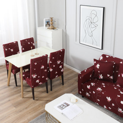 Housse de Canapé Extensible - Rouge Vin fleurs