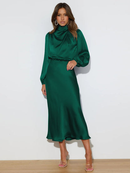 Robe longue chic satin