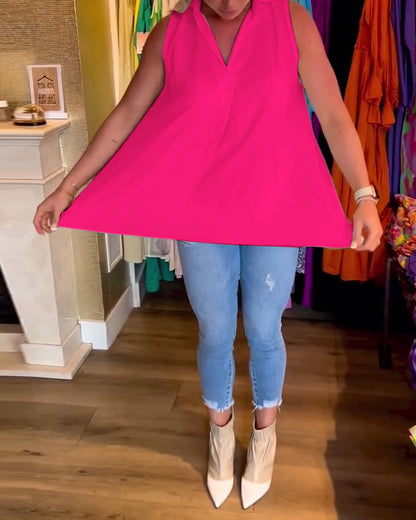 Laluna® | Top sans manches avec volants et col revers