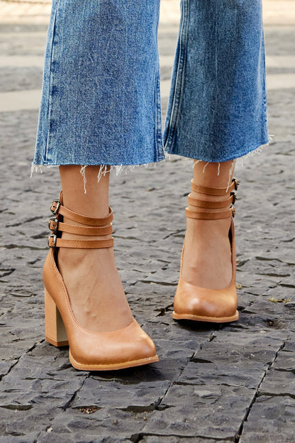 Elisa™| Sandales lisses à talon épais