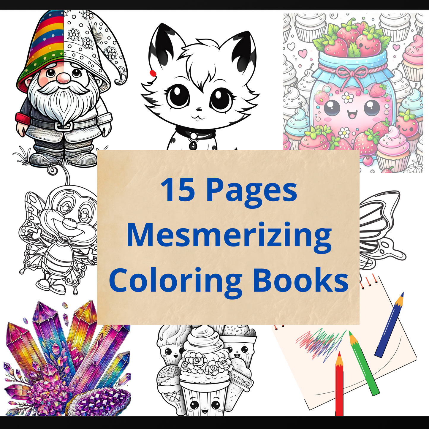 15 Pages, Mesmerizing Coloring Books