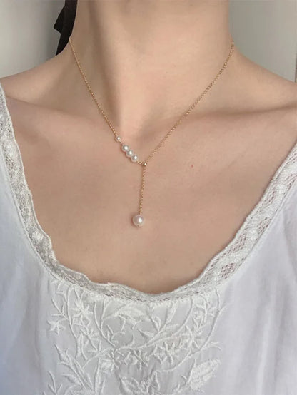Collier pendant avec perles pour femme