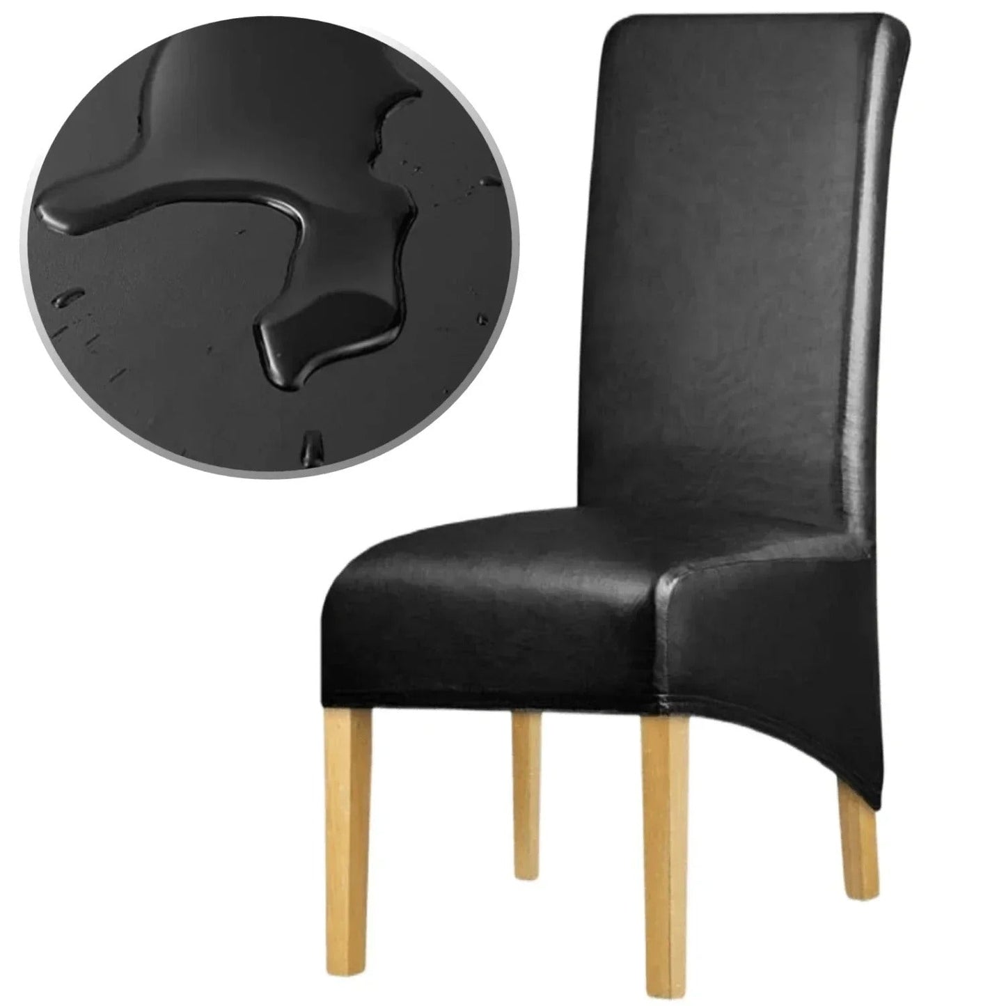 Housse de Chaise Apparence Cuir XL Noir