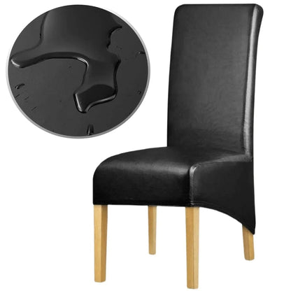 Housse de Chaise Apparence Cuir XL Noir