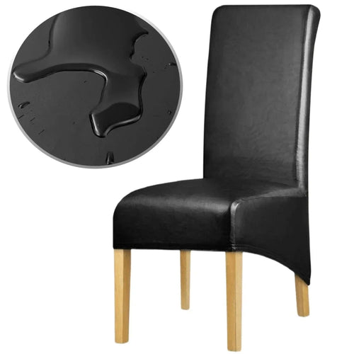 Housse de Chaise Apparence Cuir XL Noir