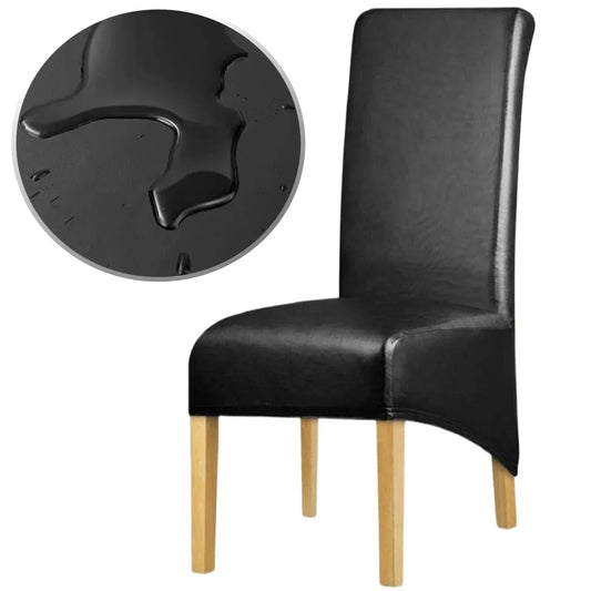 Housse de Chaise Apparence Cuir XL Noir